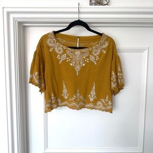Free People Adriana Woven Cropped Tee
